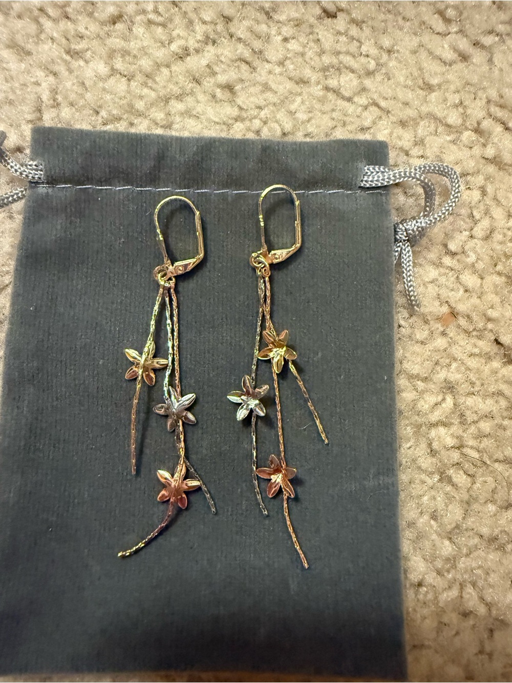 Delicate Multicolor Floral Drop Earrings - Women Jewelry